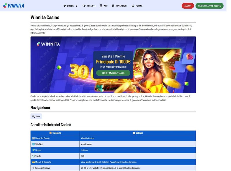 Winnita casino a Italy Winnita casino a Italy